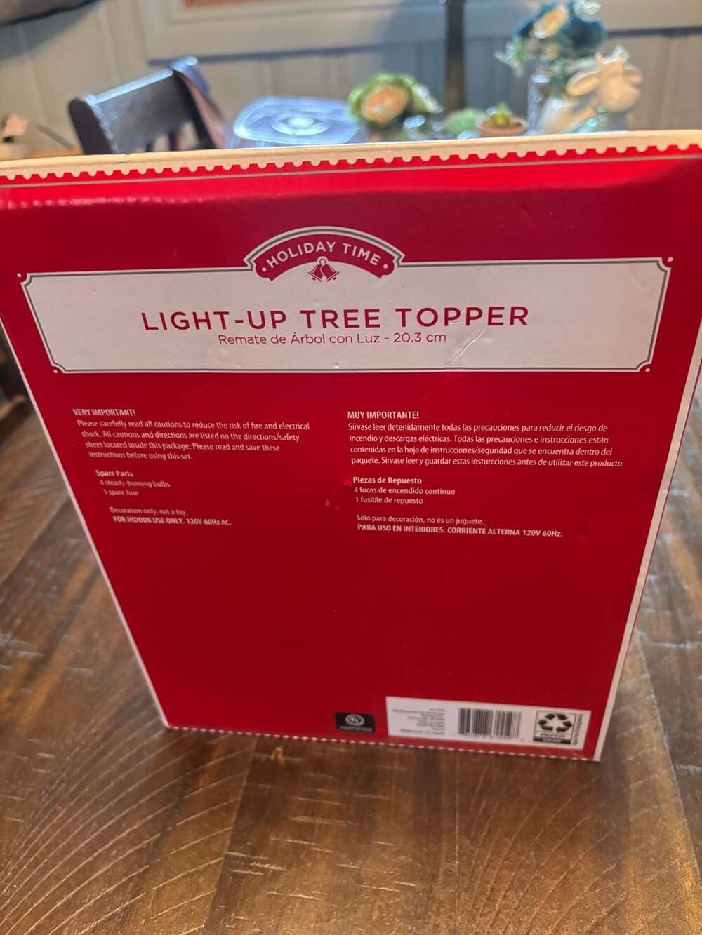 Holiday Time Light-Up Tree Topper 8 Inch Multi-Color Star - Picture 2 of 3